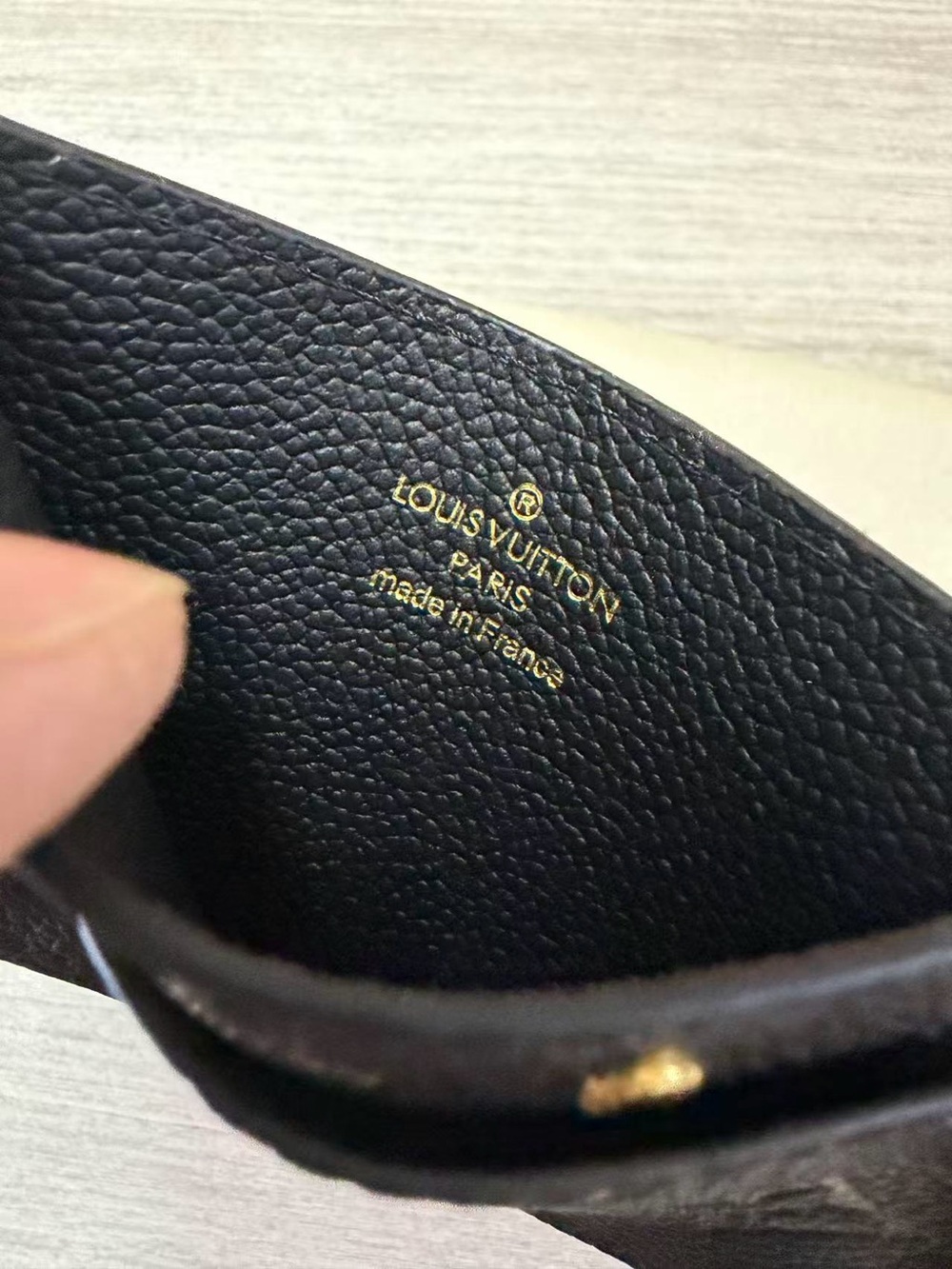 Louis Vuitton Black Embossed Monogram Slim Card Case with Gold Rivets - Picture 10 of 14